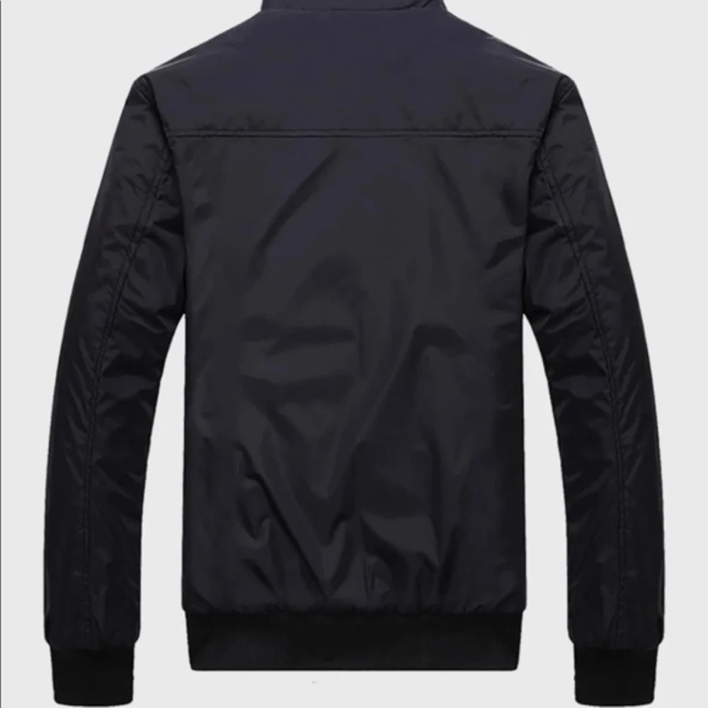 Men Black zipper pocket bomber jacket coat quilted - Picture 4 of 6